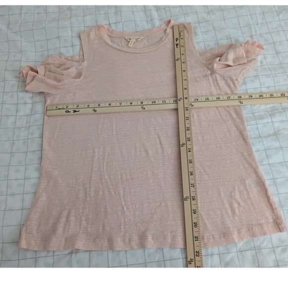 Rebecca Taylor pink cold shoulder stretch linen top size large - Picture 6 of 13